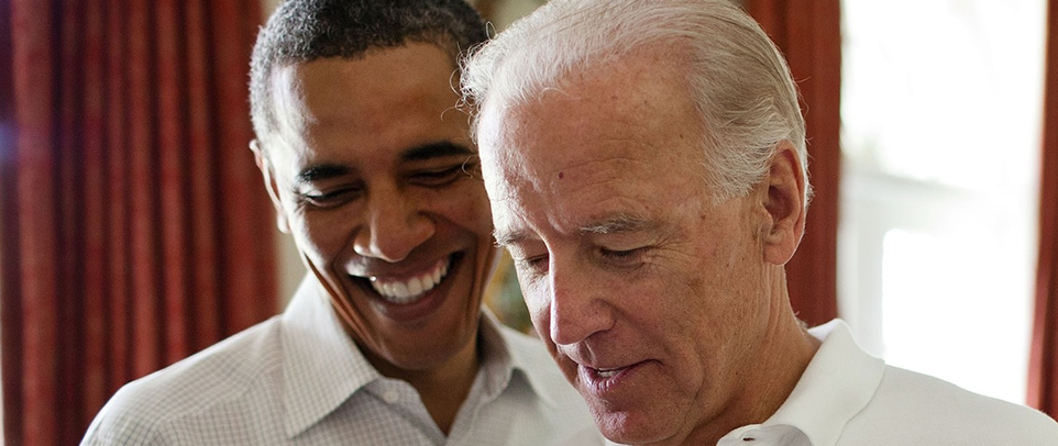 Photo of US President Obama and President Biden who visited Belfast